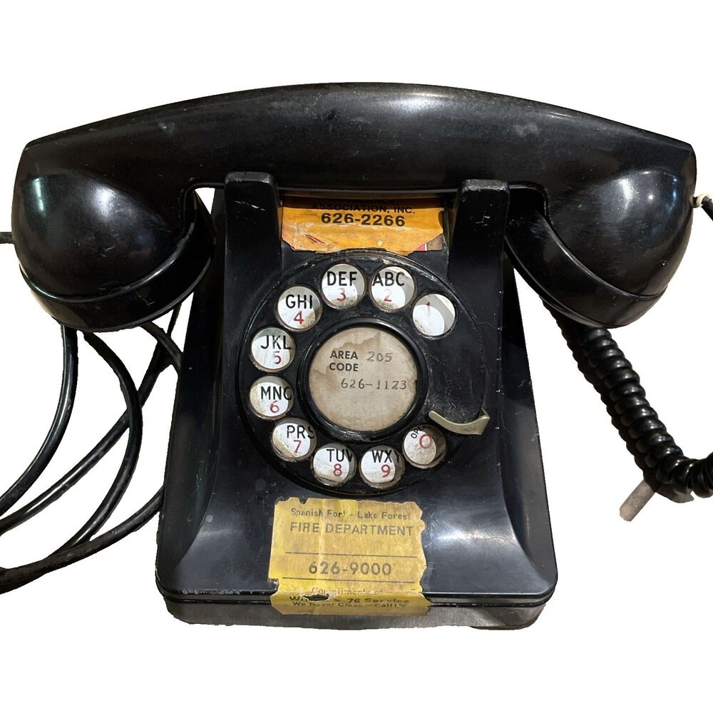 VTG Western Electric Bell System 302 Rotary Desk Phone Black Bakelite F1 Handset